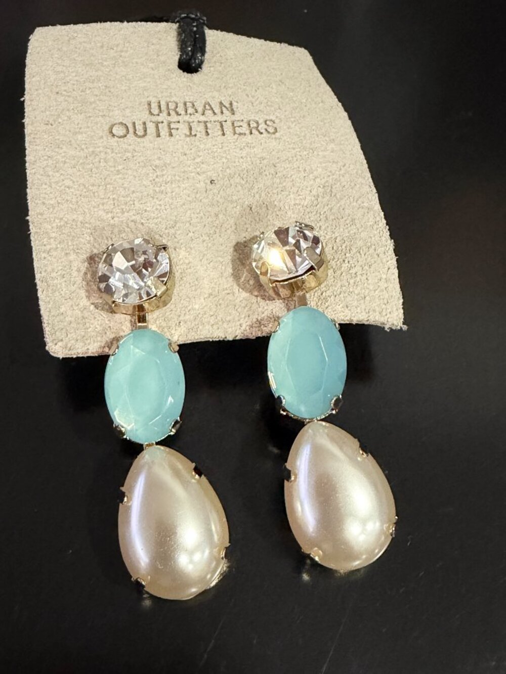 Urban Outfitters Aqua Pearl Drop Earrings